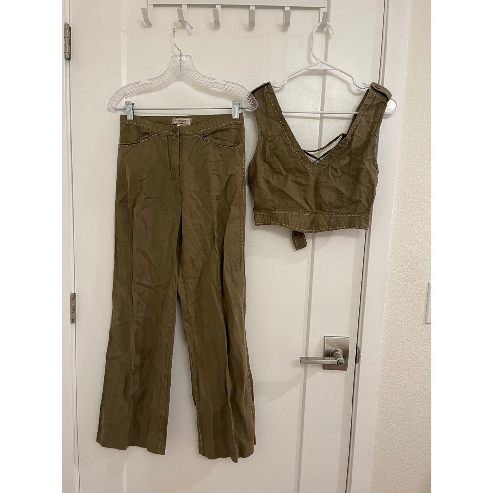 Biscote Linen Brown Tank Set Euro Chic Breathable Fall Concert Boho Indie